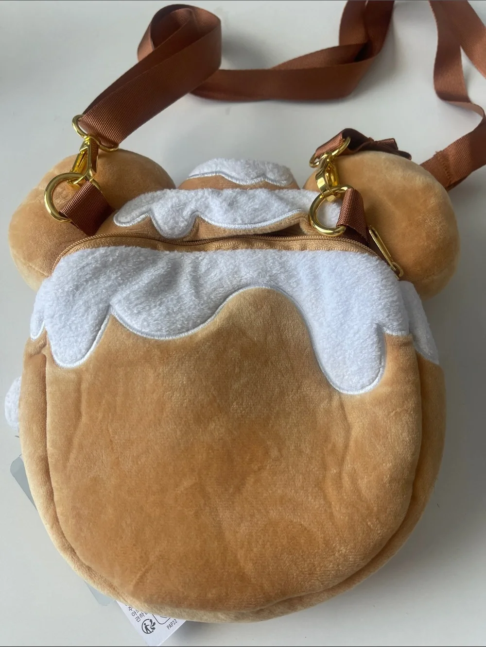 Disney Munchlings Plush Crossbody Bag in Tan, White and Gold-Accent